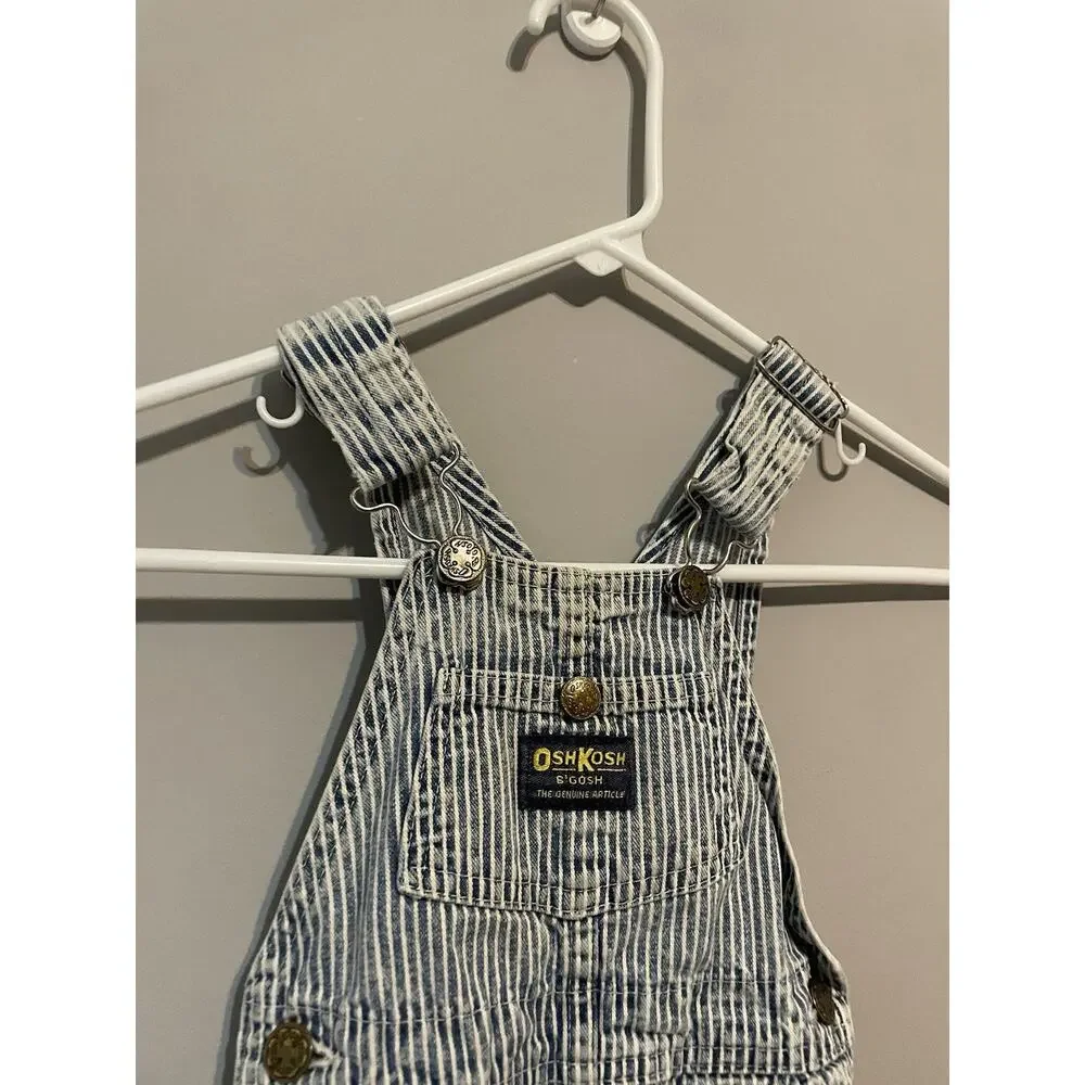 Vintage OshKosh Overalls‎ Light Blue White Stripe 2t Vestbak